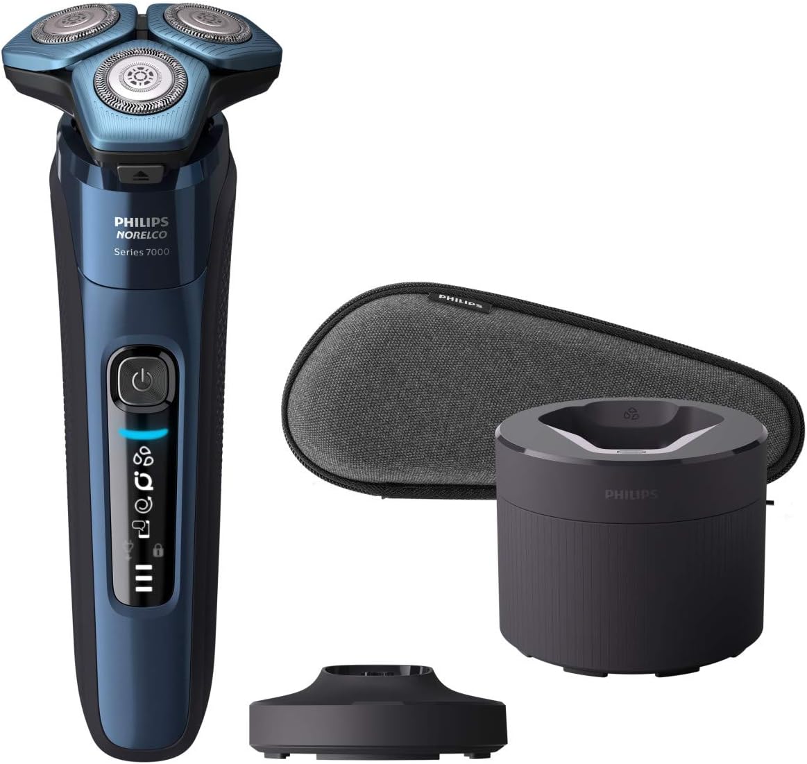 Philips Norelco Shaver 7700, Rechargeable Wet & Dry Electric Shaver With Senseiq Technology, Quick Clean Pod, Charging Stand And Pop-Up Trimmer, S7782/85 For Unisex Adult