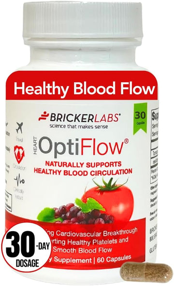 Bricker Labs OptiFlow Blood Circulation Vitamins, Naturally Supports Healthy Blood Flow, Contains FruitFlow and resVida Trans resveratrol. Blood Optimizer Supplement, 30 Capsules