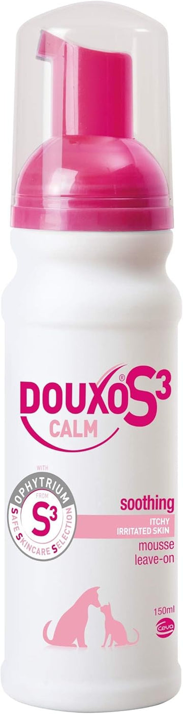 Douxo S3 Calm Mousse – Soothing Leave-On Mousse For Dogs & Cats, Helps Relieve Itchy, Irritated Skin, Hypoallergenic & Fragrance-Free, Ideal For Sensitive Pets – 150Ml