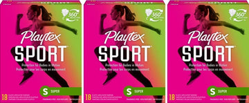 Playtex Sport Tampons, Super Absorbency, Fragrance-Free - 54Ct (3 Packs Of 18Ct)