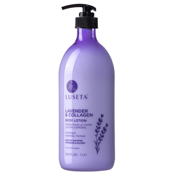 Luseta Lavender Scented Body Lotion With Collagen For Women 33.8Oz, Moisturizing Body Lotion With Collagen, Sulfate & Paraben Free