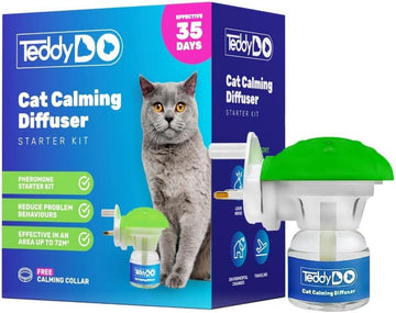 TeddyDo Calming Diffuser for Cats | UK Plug In |Days Starter Kit | Free Calming Collar | Reduce Spraying, Scratching and Other Problematic Behaviors | Calming and Relaxing Effect | 48 ml