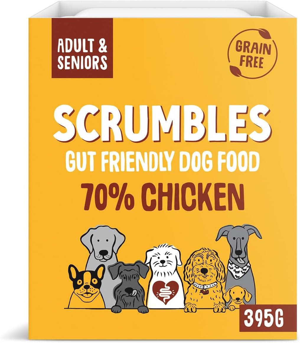 Scrumbles Natural Wet Dog Food, Grain Free Recipe with 70% Chicken and Slippery Elm, 7x 395g,package may vary?WDC7