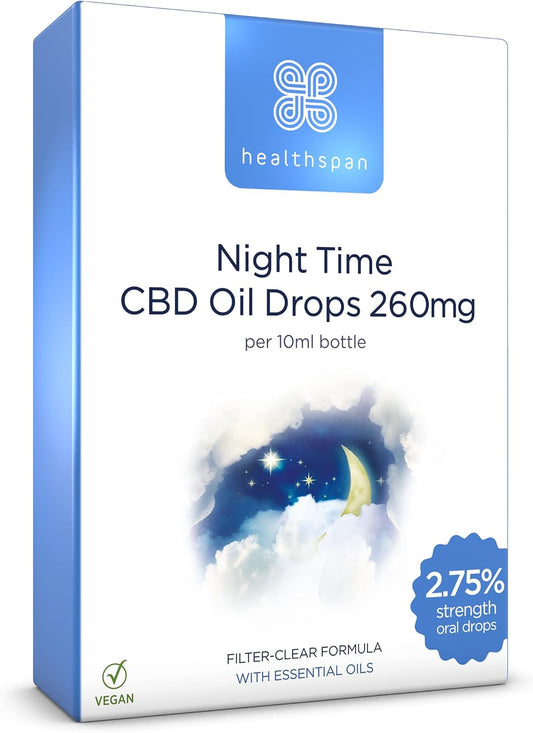 Healthspan 260Mg Night Time Cbd Oil Drops | With Chamomile, Hops, Lavender And Lemon Balm | Vegan