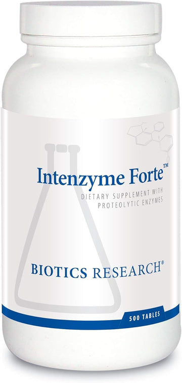 Biotics Research Intenzyme Forte Proteolytic Enzymes, Pancreatin, Bromelain, Papain, Lipase, Amylase, Protein Digestion. 500 Tabs