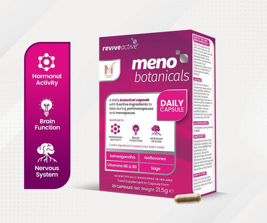 Meno Botanicals Supplement - Natural Support For Perimenopause, Menopause, And Post-Menopause. Contains Ashwagandha, Sage, Soya Isoflavones, And Essential B Vitamins - 30-Day Supply
