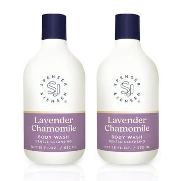 Spenser & Jensen Daily Moisturizing Body Wash with Soothing Lavender & Chamomile - Gentle & Cleansing Body Soap - Sulfate& Paraben Free - 18 Oz (Pack of 2)