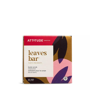 Attitude Body Scrub Bar, Plant And Mineral-Based Ingredients, Ewg Verified And Plastic-Free Body Care, Vegan And Cruelty-Free, Sandalwood, 4 Ounce