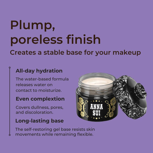 Anna Sui Gel Foundation Primer, Universal Shade, Makeup Base,Blurring Effect,Minimizes Pores, Creates Long-Lasting Makeup, Moisturizes Dry Skin, Phthalate And Sulfate-Free, 0.98 Oz