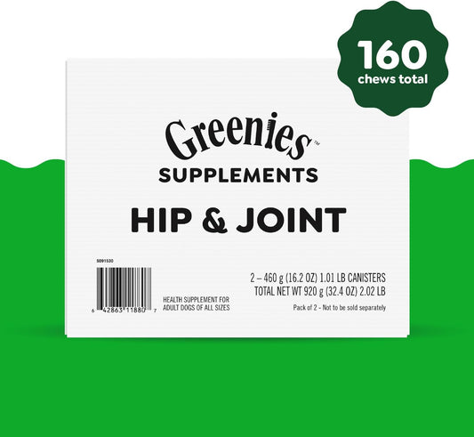 Greenies Hip & Joint Soft Chew, Dog Joint Supplement With Chondroitin And Glucosamine For Dogs, Joint Support Supplements, Chicken Flavor, 80-Count Tub, Pack Of 2