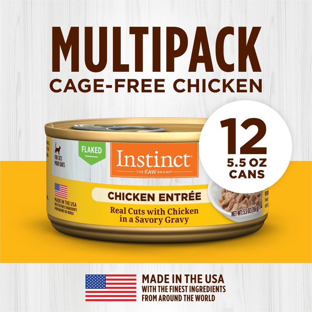 Instinct Flaked Chicken Entrée Wet Cat Food - 5.5 Ounces, 12 Pack : Pet Supplies