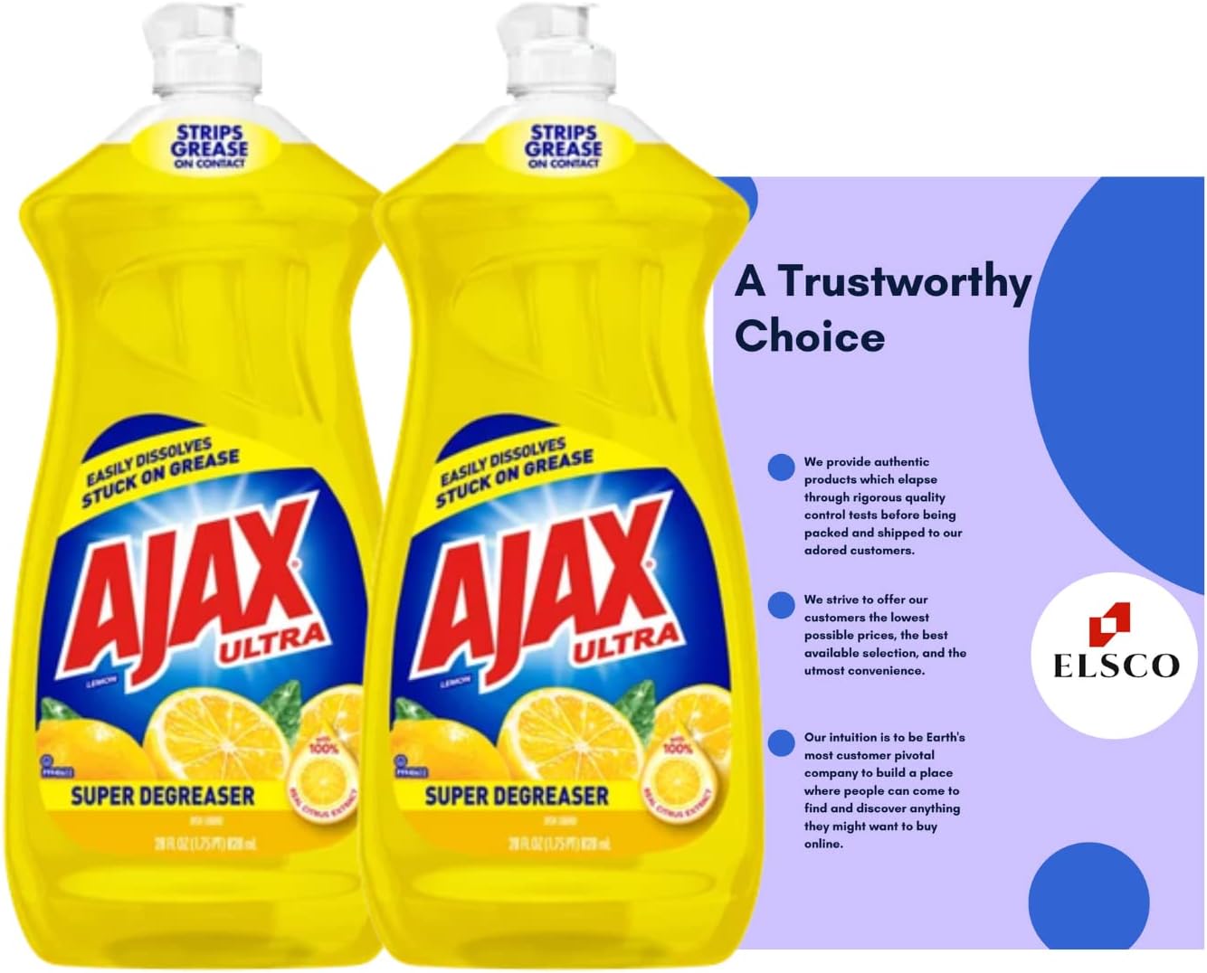 Ajax Dishwashing Liquid, Super Degreaser, Lemon, 28 Ounce, 2 Pack
