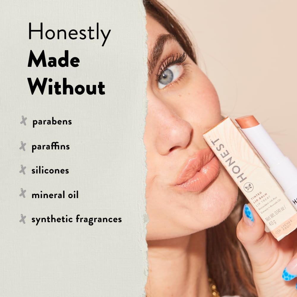 Honest Beauty Tinted Lip Balm | Antioxidant-rich Acai Extracts + Avocado Oil | EWG Certified, Vegan, Cruelty Free | Plum Drop : Beauty & Personal Care