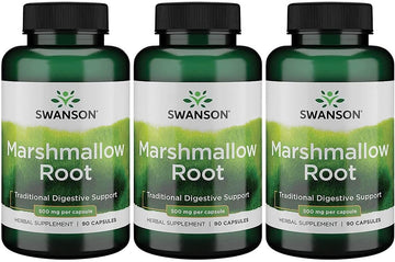 Swanson Marshmallow Root Healthy Supports Respiratory Function Digestive Support 500 Milligrams 90 Capsules (3 Pack)