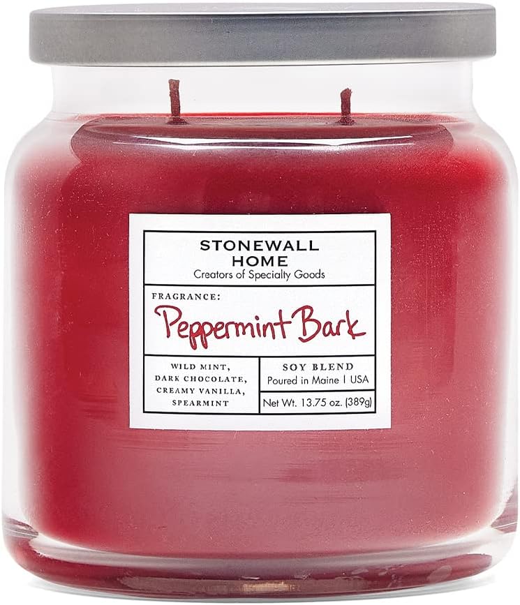 Stonewall Home Peppermint Bark Medium Apothecary Candle, 13.75 oz