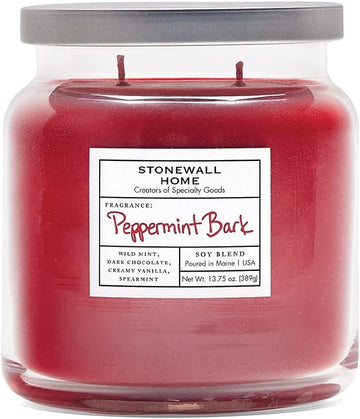 Stonewall Home Peppermint Bark Medium Apothecary Candle, 13.75 oz