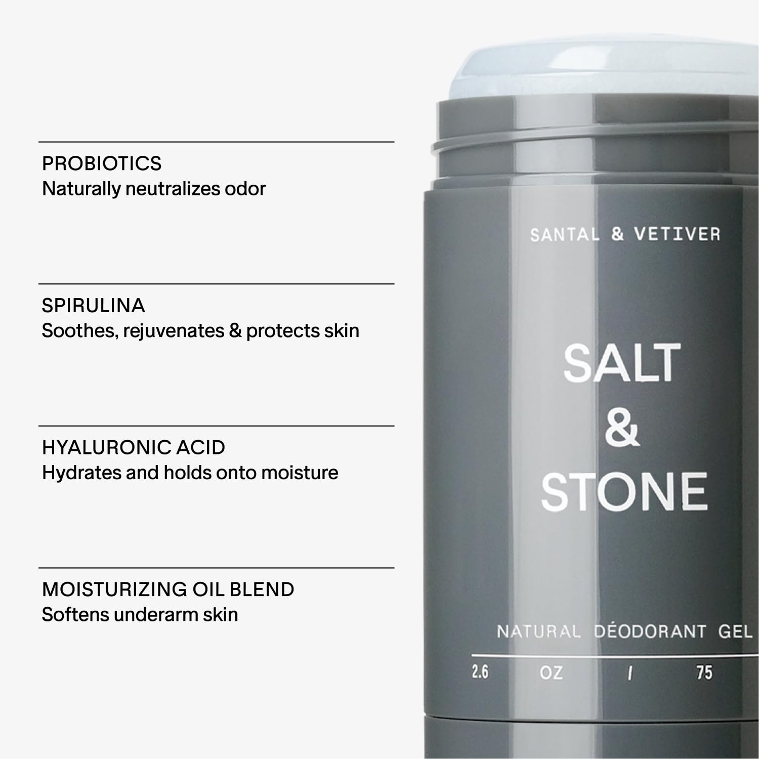 SALT & STONE Sensitive Skin Natural Deodorant - Santal & Vetiver | Women & Men | Aluminum & Baking Soda Free | Free From Parabens, Sulfates & Phthalates (2.6 oz) : Beauty & Personal Care