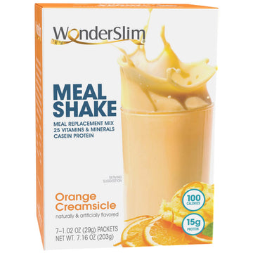 Wonderslim Meal Replacement Shake, Orange Creamsicle, 15G Protein, 25 Vitamins & Minerals, Gluten Free, Low Carb (7Ct)