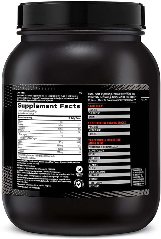 Gnc Amp Pure Isolate | Fuels Athletic Strength, Performance And Muscle Growth | Fast Absorbing | 25G Whey Protein Iso With 5G Bcaa | Vanilla Custard | 28 Servings