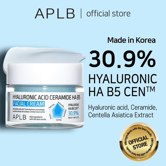 Aplb Hyaluronic Acid Ceramide Ha B5 Facial Cream | Hyaluronic Ha B5 Cen™ 30.9% 1.86 Fl.Oz/Korean Skincare, Deep Hydration, Revitalize For Gentle And Improve Skin Texture