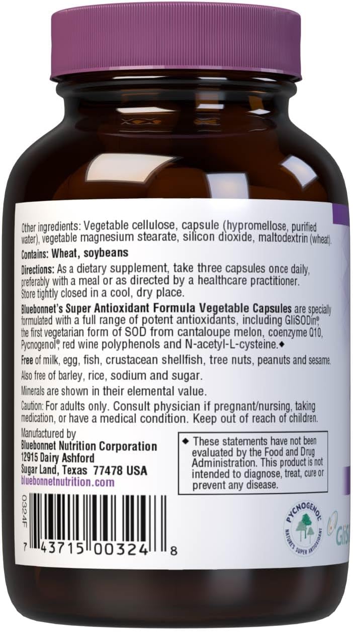 Bluebonnet Super Antioxidant Formula Vegetarian Capsules, 30 Count : Health & Household