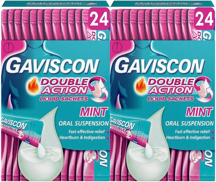 Gaviscon Double Action Heartburn & Indigestion Mint Flavour Sachets 24X10Ml, Pack Of 48