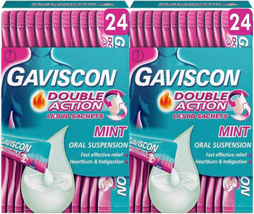 Gaviscon Double Action Heartburn & Indigestion Mint Flavour Sachets 24X10Ml, Pack Of 48
