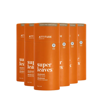 Attitude Plastic-Free Deodorant, Ewg Verified, Aluminum Free, Vegan Naturally Sourced Body Deodorants For Women & Men, Dermatologically Tested, Orange Leaves, 3 Ounces (Pack Of 6)