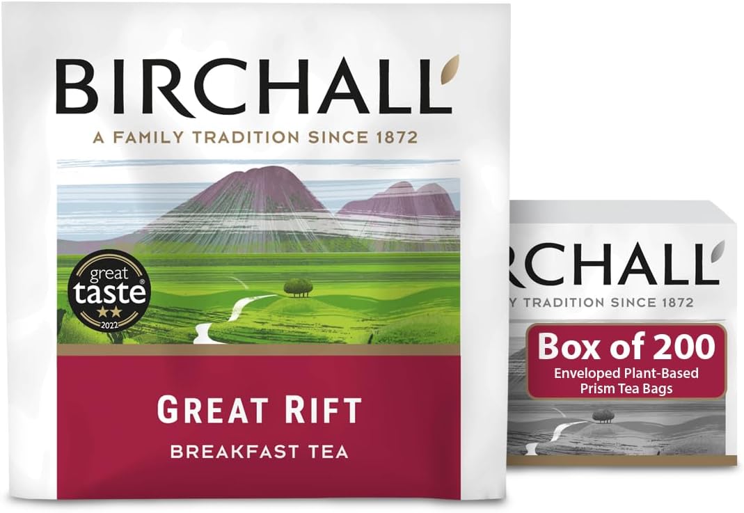 Birchall Great Rift Breakfast Blend Tea - A Timeless Classic to Satisfy Your Morning Cravings, Box of 200 Enveloped Plant Based Prism Tea Bags : Amazon.co.uk: Grocery