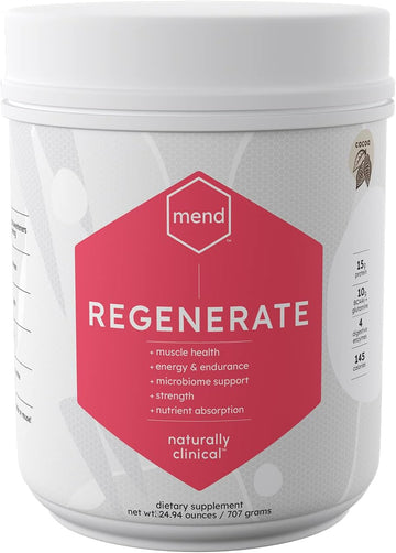 MEND Regenerate, Post Workout Recovery, Immune Support, and Sports Nutrition Supplement for Men and Women - Natural, Gluten Free, and Non-GMO - Cocoa Protein Powder, 20 Servings