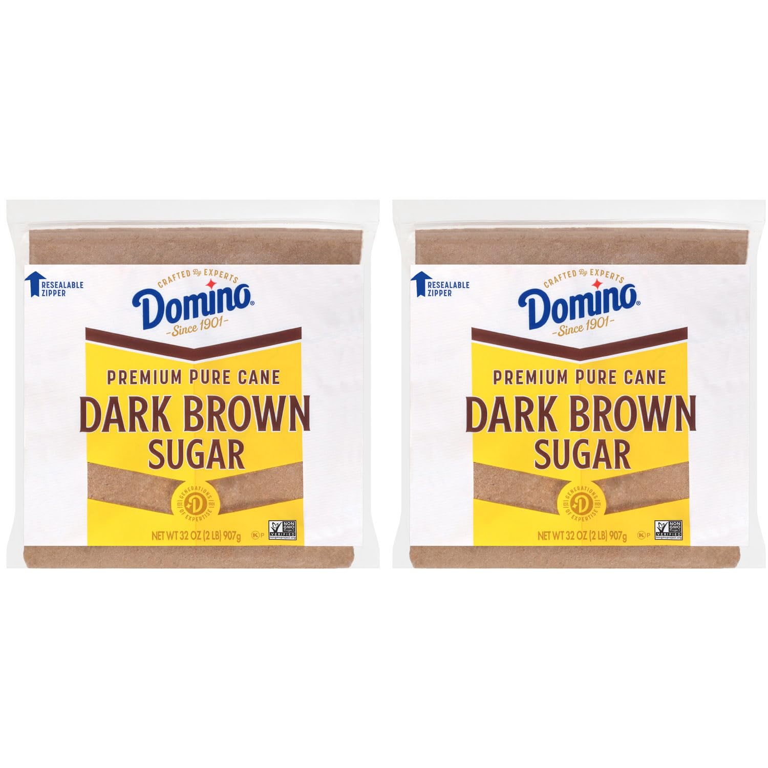 Domino Premium Pure Cane Dark Brown Sugar, 2 Lb Zipper-Pak (Pack Of 2)