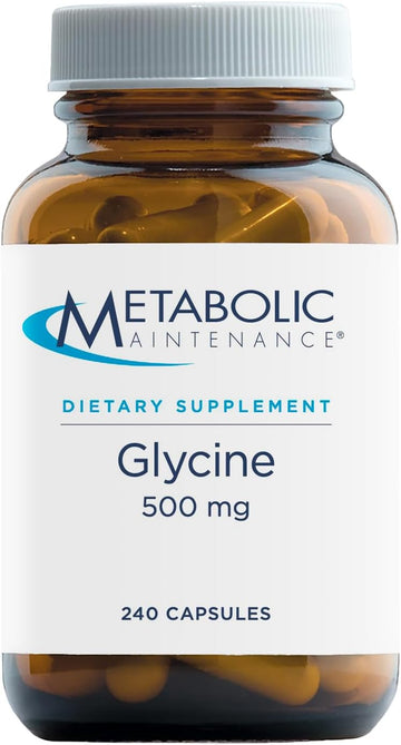 Metabolic Maintenance Glycine - Liver Support Supplement - Glycine Supplements for Brain Support, Detox and Joint Health - Pure 500mg Amino Acid Supplement (240 Capsules)