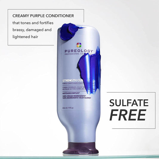 Pureology Strength Cure Blonde Purple Conditioner | For Blonde & Lightened Color-Treated Hair | Strengthens Hair & Fights Brass | Sulfate-Free | Vegan