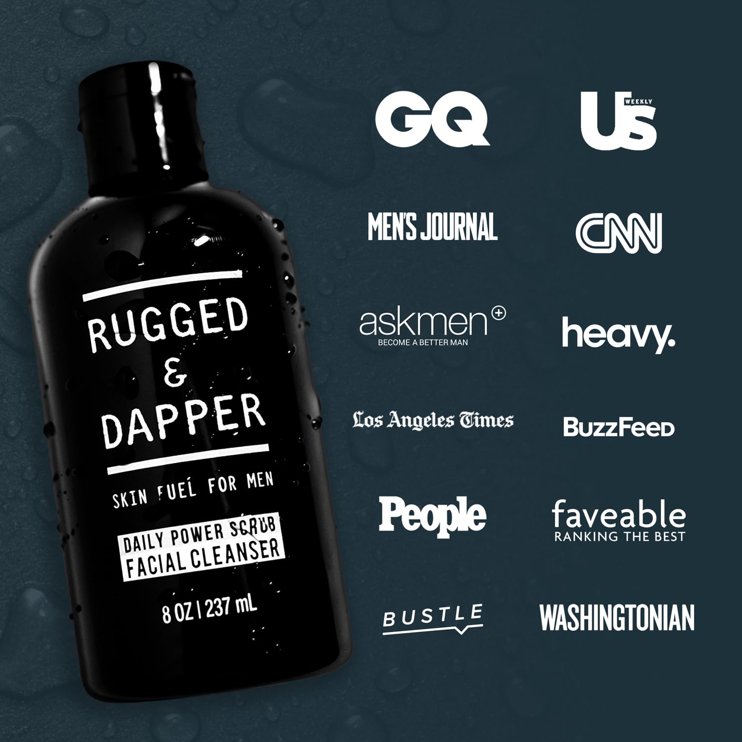 RUGGED & DAPPER Premium Daily Power Scrub | 8 oz | Exfoliating Mens Face Wash | Deep Cleans + Prevents Breakouts | Face Wash Men's | Natural Ingredients | Made in USA : Beauty & Personal Care