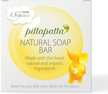 Pittapatta Natural Soap Bar For Sensitive Skin, By Simply Gentle - Moisturising Pure Soap Bar With Organic Cleansing Agents - Baby-Safe With Glycerin, Avena Sativa & Hydrogenated Vegetable Oil - 1 Bar
