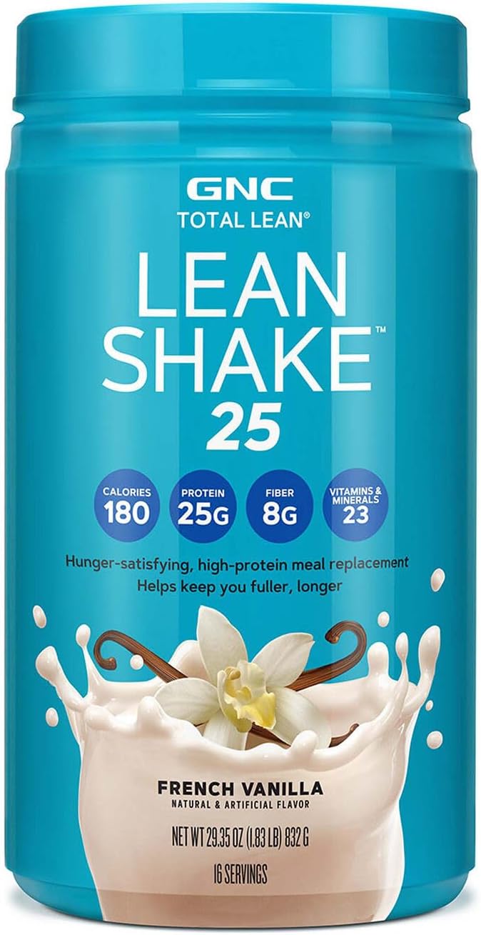 Gnc Lean Shake 25 Meal Replacement Powder, Weight Management, With 25G Protein And High Fiber, Keto, French Vanilla, 16 Servings