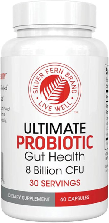 Silver Fern Brand Ultimate Probiotic - Probiotics For Women & Men - 8 Billion Cfu Spore-Forming Gut Health Supplement - Dna Verified, Vegan, Shelf-Stable, High Survivability - 60 Capsules