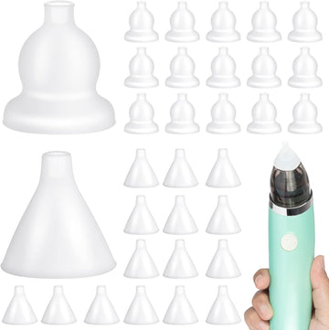 40 Pcs Nasal Aspirator Replacement Tips Silicone Tips for Electric Baby Nasal Aspirator Accessory Kit White Reusable Nose Sucker Replacement Kit with a Storage Box for Baby Toddler Infant, 2 Shapes