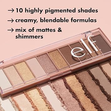 e.l.f. Perfect 10 Eyeshadow Palette, Ten Ultra-pigmented Nude, Matte Shades, Blendable Formula, Vegan & Cruelty-free, Nude Mood (Packaging May Vary) : Beauty & Personal Care