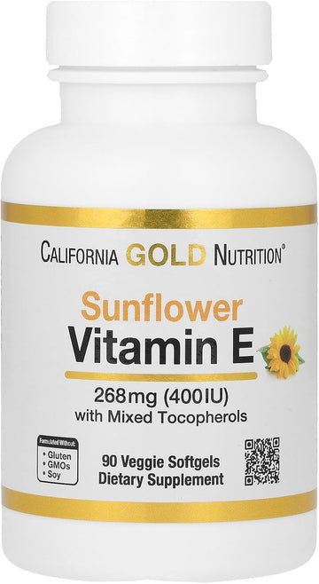 California Gold Nutrition Sunflower Vitamin E With Mixed Tocopherols, 400 Iu, 90 Veggie Softgels