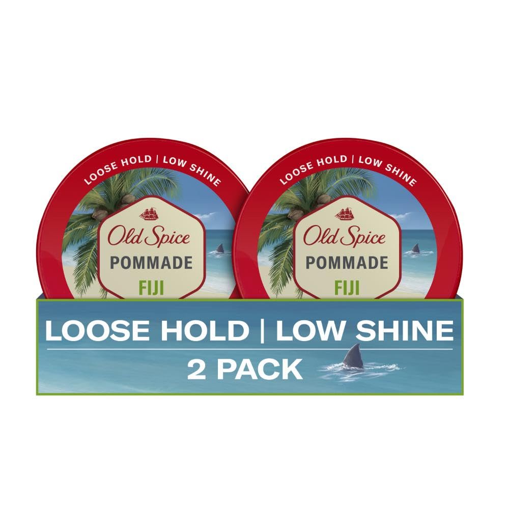 Old Spice Hair Styling Fiji Pomade For Men Flexible Hold Low Shine, 2.22 Oz Each, Twin Pack 4.44 Oz