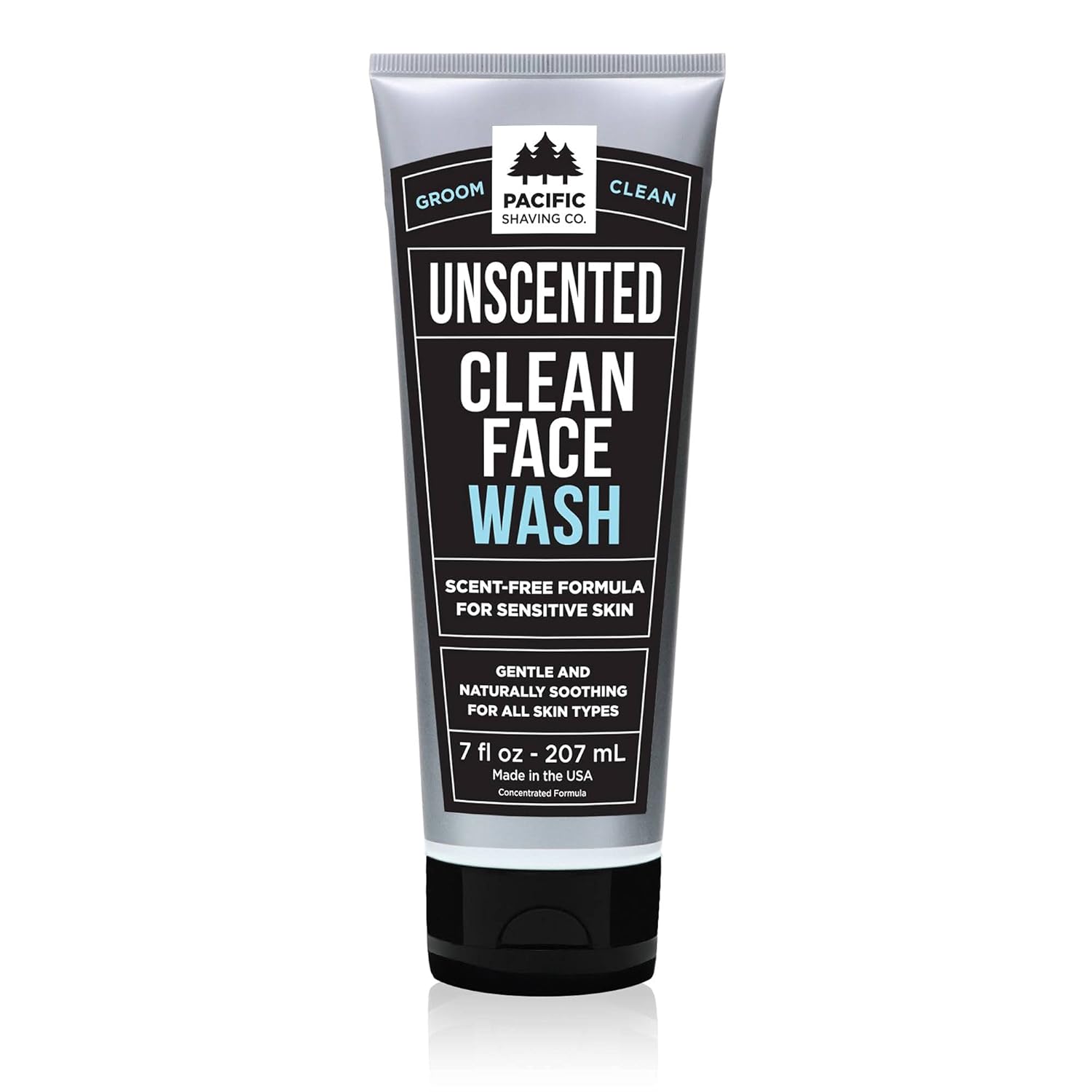 Pacific Shaving Company Clean Facial Wash - Unscented Gentle Face Cleanser With Sea Salt & Aloe Vera - Hydrating Men'S Face Wash For Sensitive Skin (7 Oz)