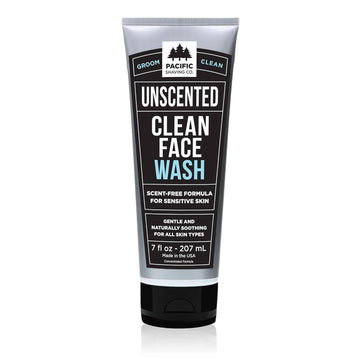 Pacific Shaving Company Clean Facial Wash - Unscented Gentle Face Cleanser With Sea Salt & Aloe Vera - Hydrating Men'S Face Wash For Sensitive Skin (7 Oz)