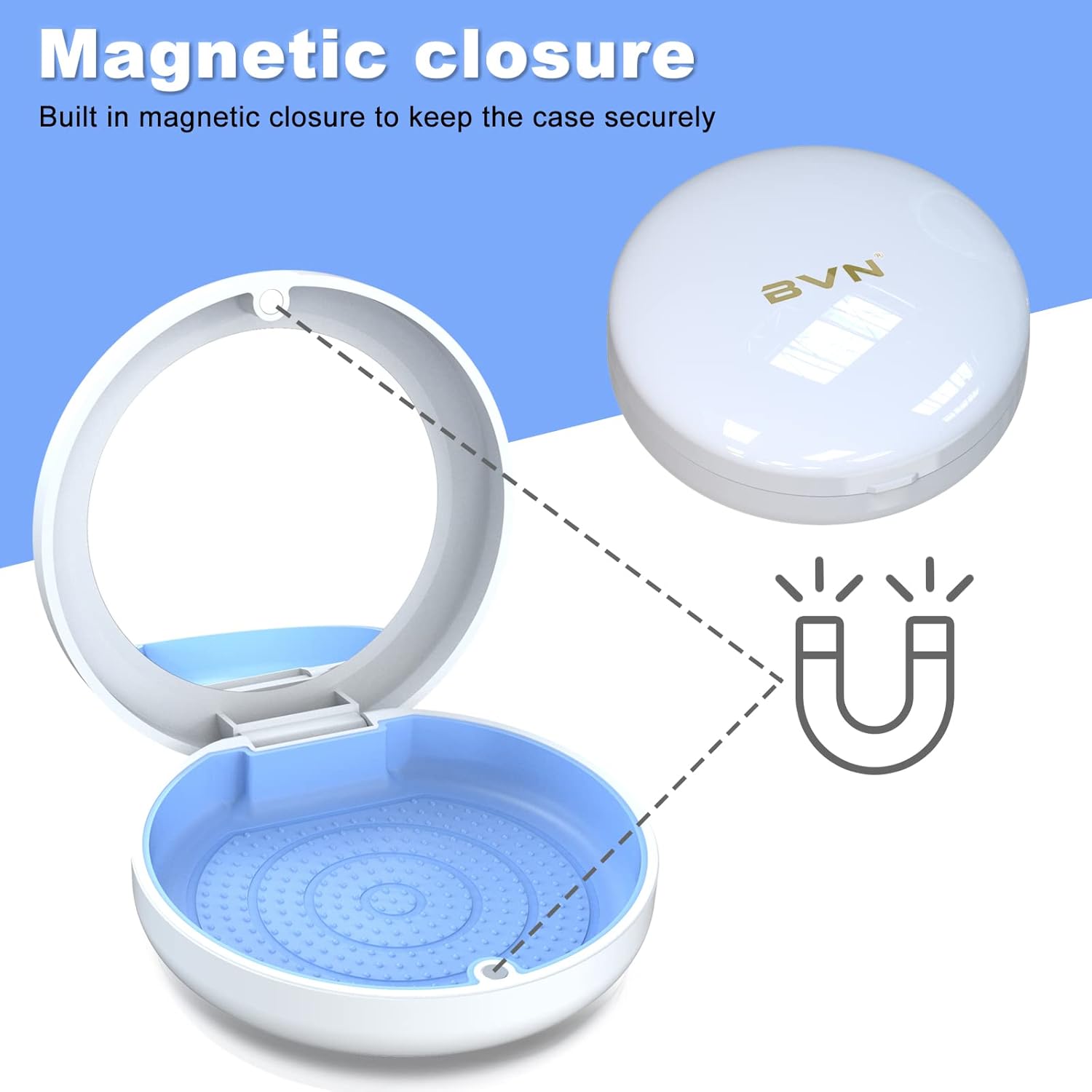Bvn Retainer Case With Mirror - Denture, Orthodontic, Braces, Mouth Guard, Teeth Aligner, Night Guard Container Storage Holder - White : Health & Household