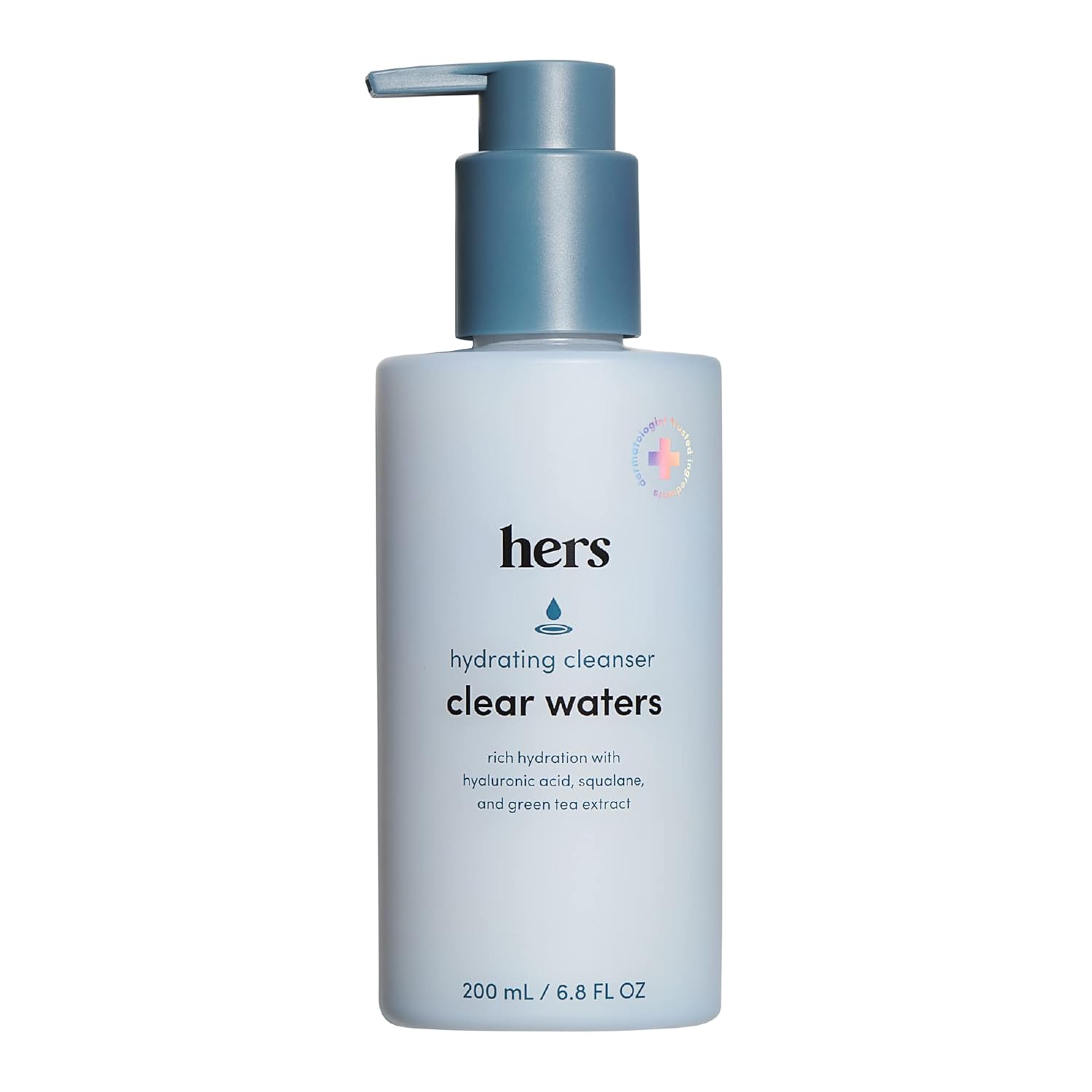 Hers Clear Waters Hydrating Cleanser - Squalane Cleanser Face Wash Made For All Skin Types - Supports Skins Natural Ph - Contains Hyaluronic Acid, Squalane, And Green Tea Extract - 6.8 Fl Oz