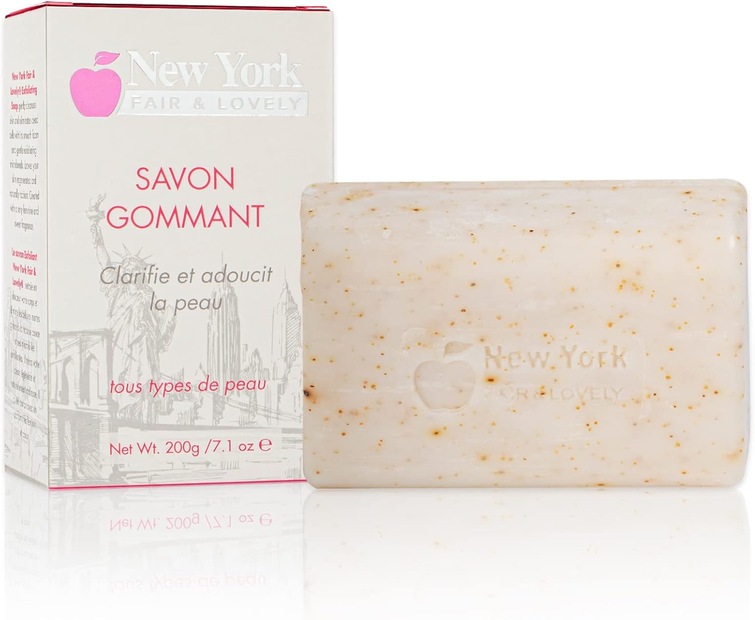 New York Fair And Lovely Exfoliating Soap | 200G / 7 Oz | Moisturiser Bar, Natural Skin, Brightening For Face & Body, With Shea Butter, Coconut Oil And Apricot