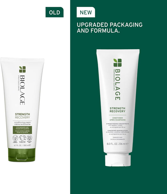 Biolage Strength Recovery Conditioner, Moisturising & Repairing, Enriched With Squalane & Proteins, For Damaged Hair, 236Ml