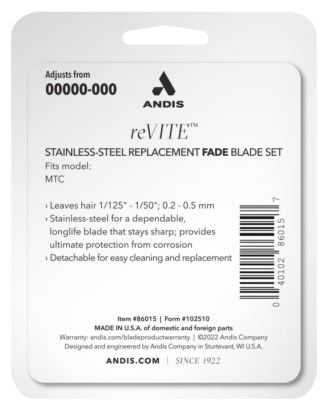 Andis 86015 reVITE Fade Clipper Replacement Stainless Steel Blade : Beauty & Personal Care