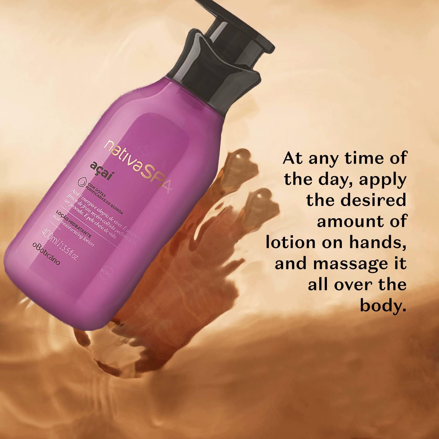 Nativa Spa By O Boticário, Açaí Moisturizing Body Lotion | Long-Lasting Hydration And Lightweight, Fragranced Moisturizer, 13.5 Ounce : Beauty & Personal Care