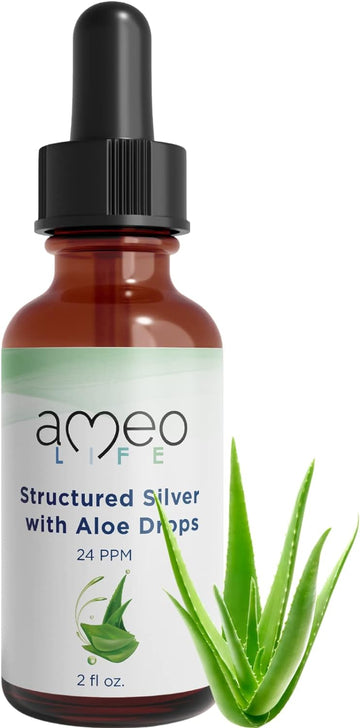 Ameo Life Aloe Infused Structured Silver Drops - Support Your Immune System, Digestive System, Ear Support and Nourish Your Skin, 24 ppm - Drops